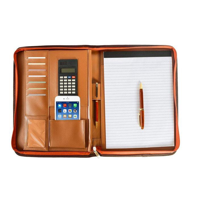 Zippered Leather Portfolio With Calculator Zippered Leather Portfolio With Calculator